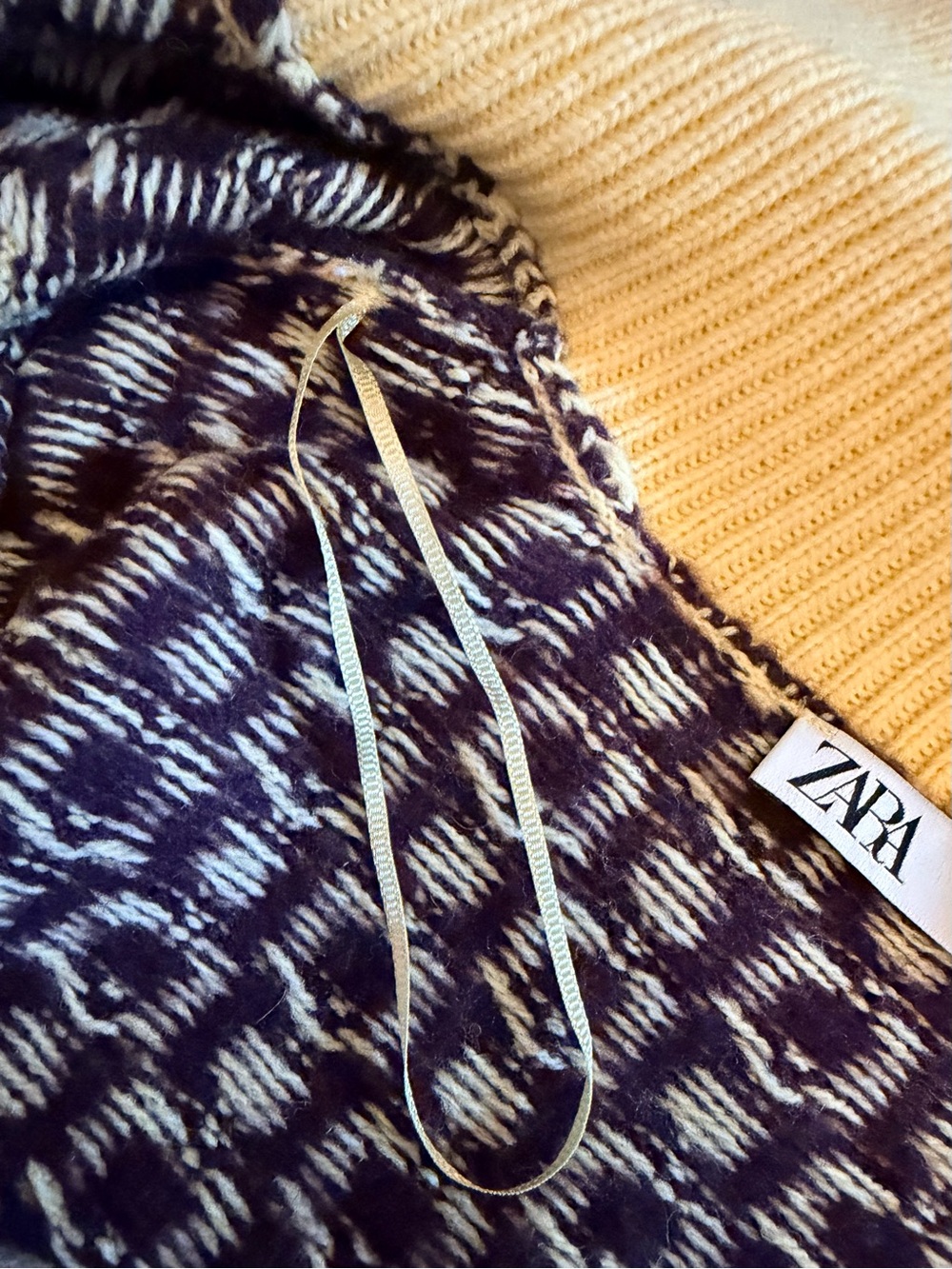 ZARA Yellow & Brown Geometric Knit Cardigan - Picture 9 of 14